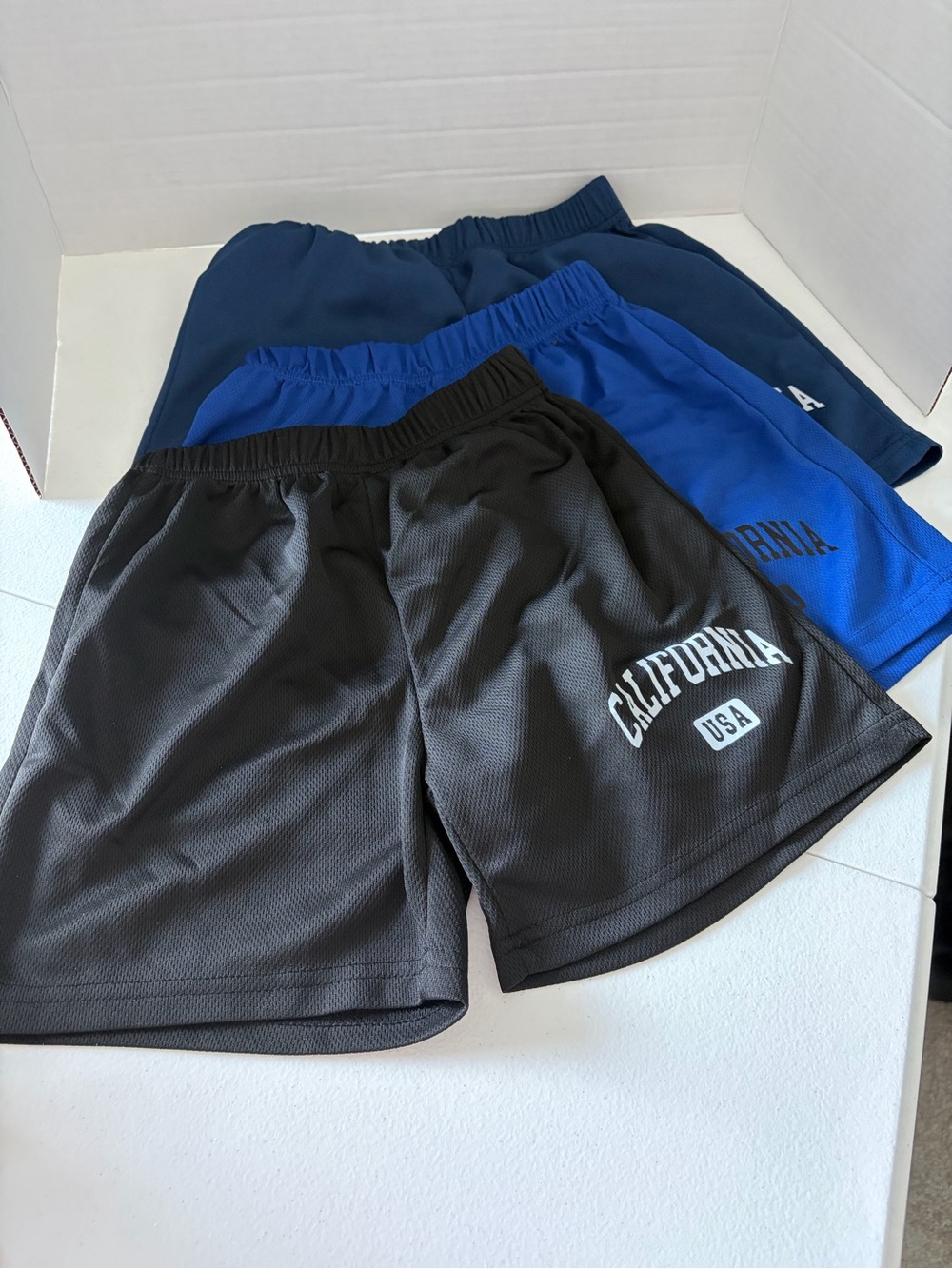 Kids Athletic Shorts with "California USA" Graphic - Black